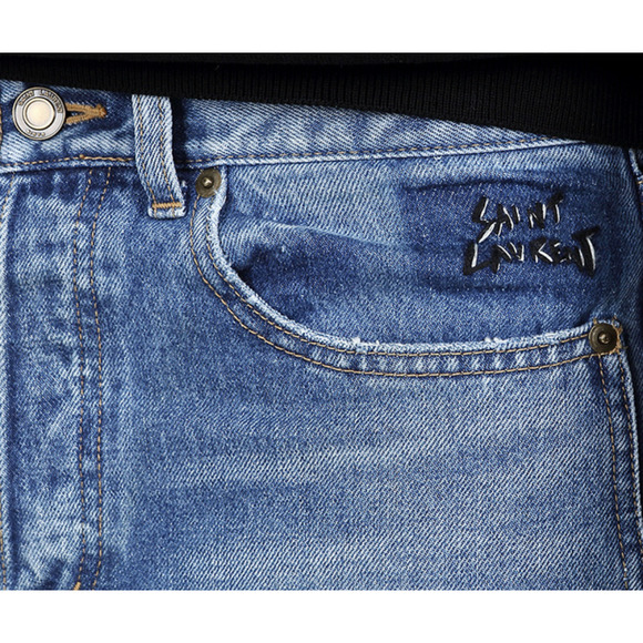 Saint Laurent straight jeans denim 466235 Y883L embroidered size 31 - Picture 9 of 9